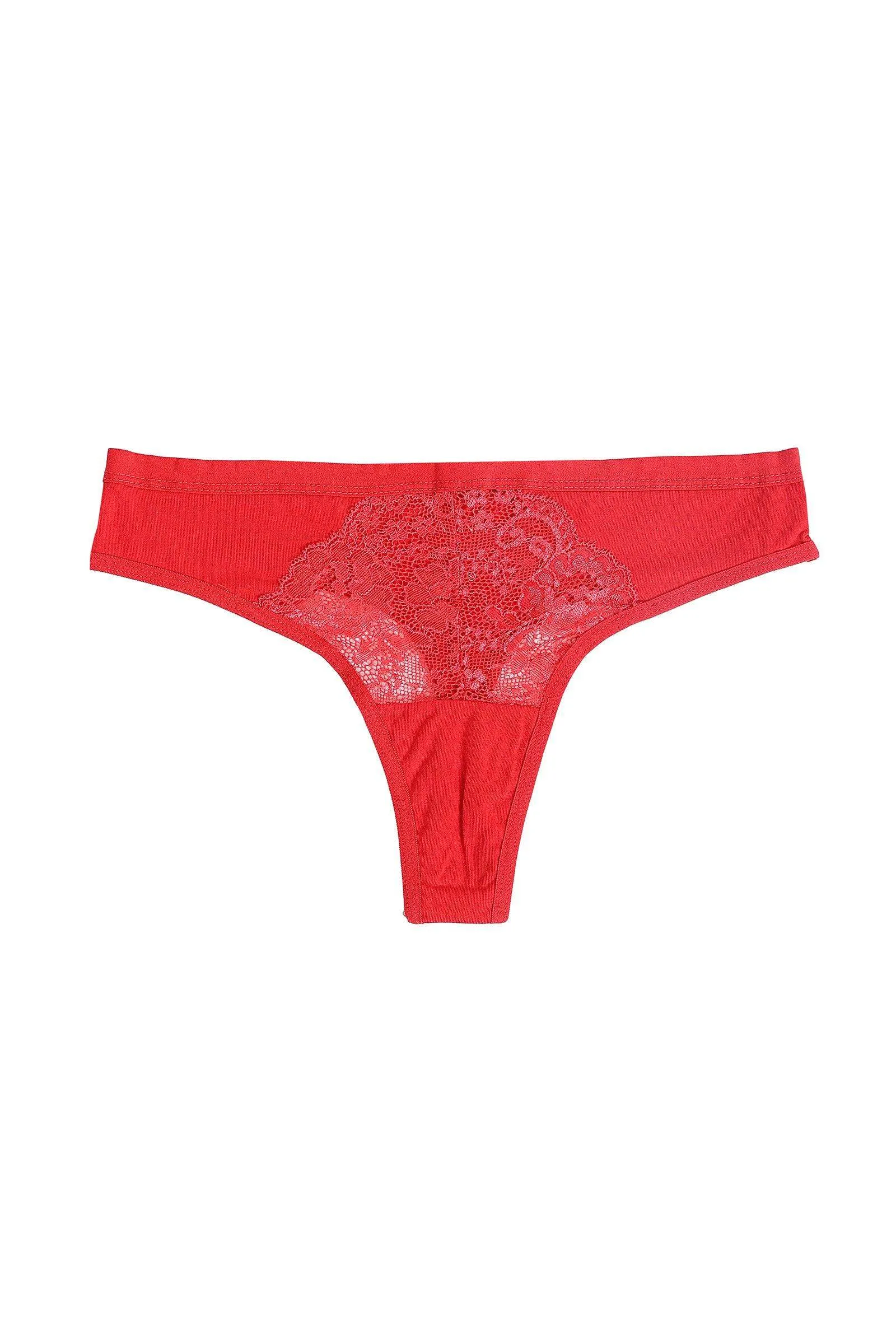 Cotton Thong Panty with Lace