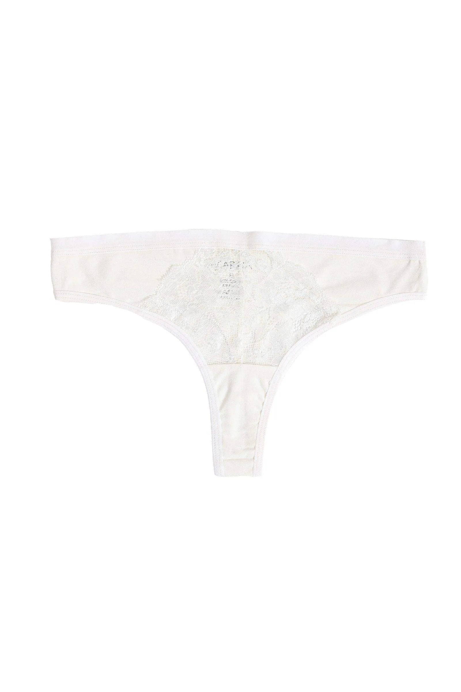 Cotton Thong Panty with Lace