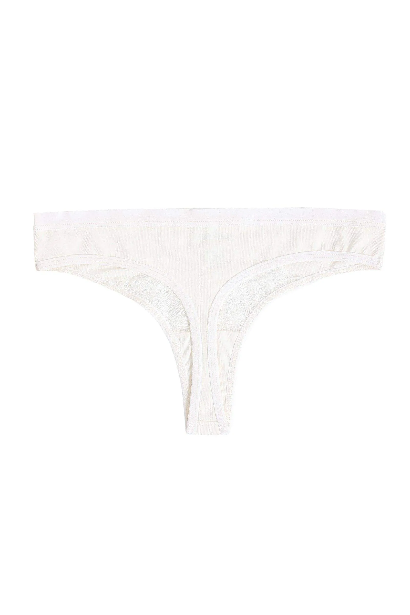 Cotton Thong Panty with Lace