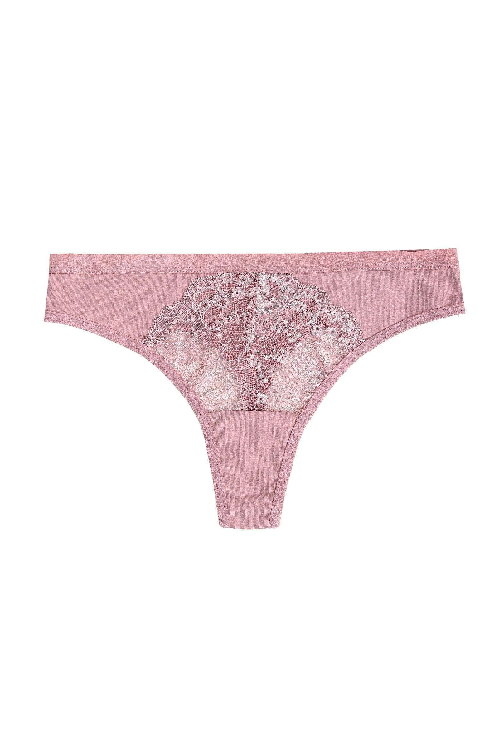 Cotton Thong Panty with Lace