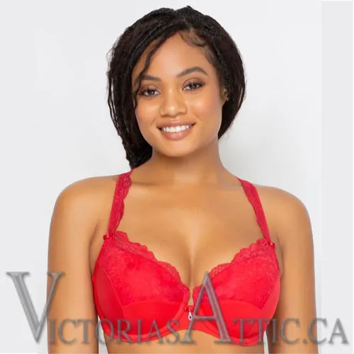 Curvy Couture Tulip Lace Push Up Bra Diva Red