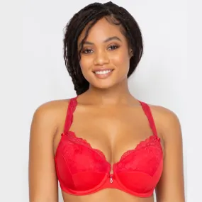 Curvy Couture Tulip Lace Push Up Bra Diva Red