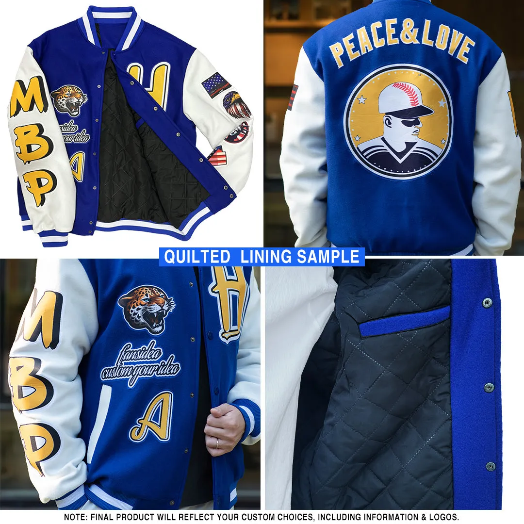 Custom Black Black-Old Gold Bomber Full-Snap Varsity Letterman Jacket