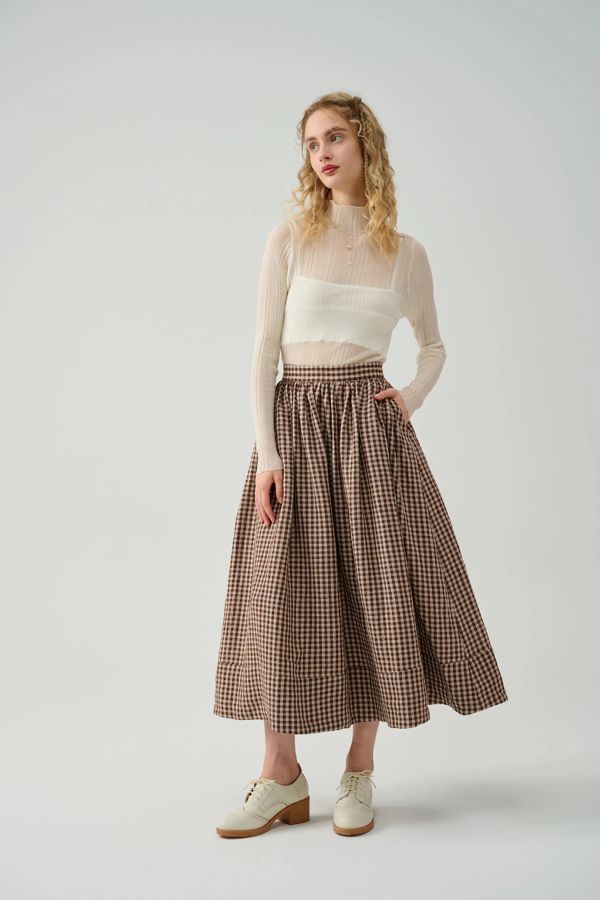 Daisy 03 | Pastel Green Linen Skirt