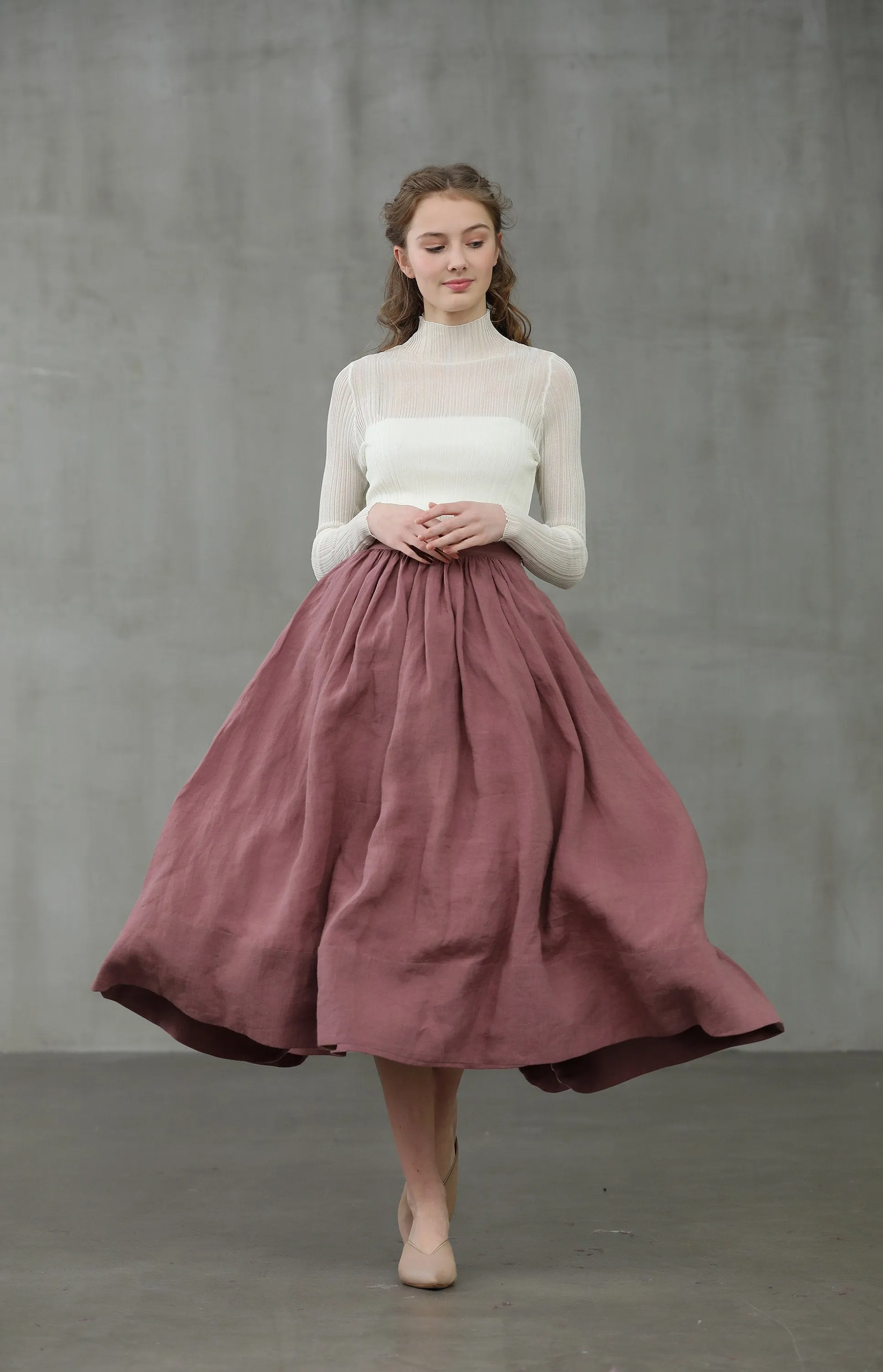 Daisy 03 | Pastel Green Linen Skirt