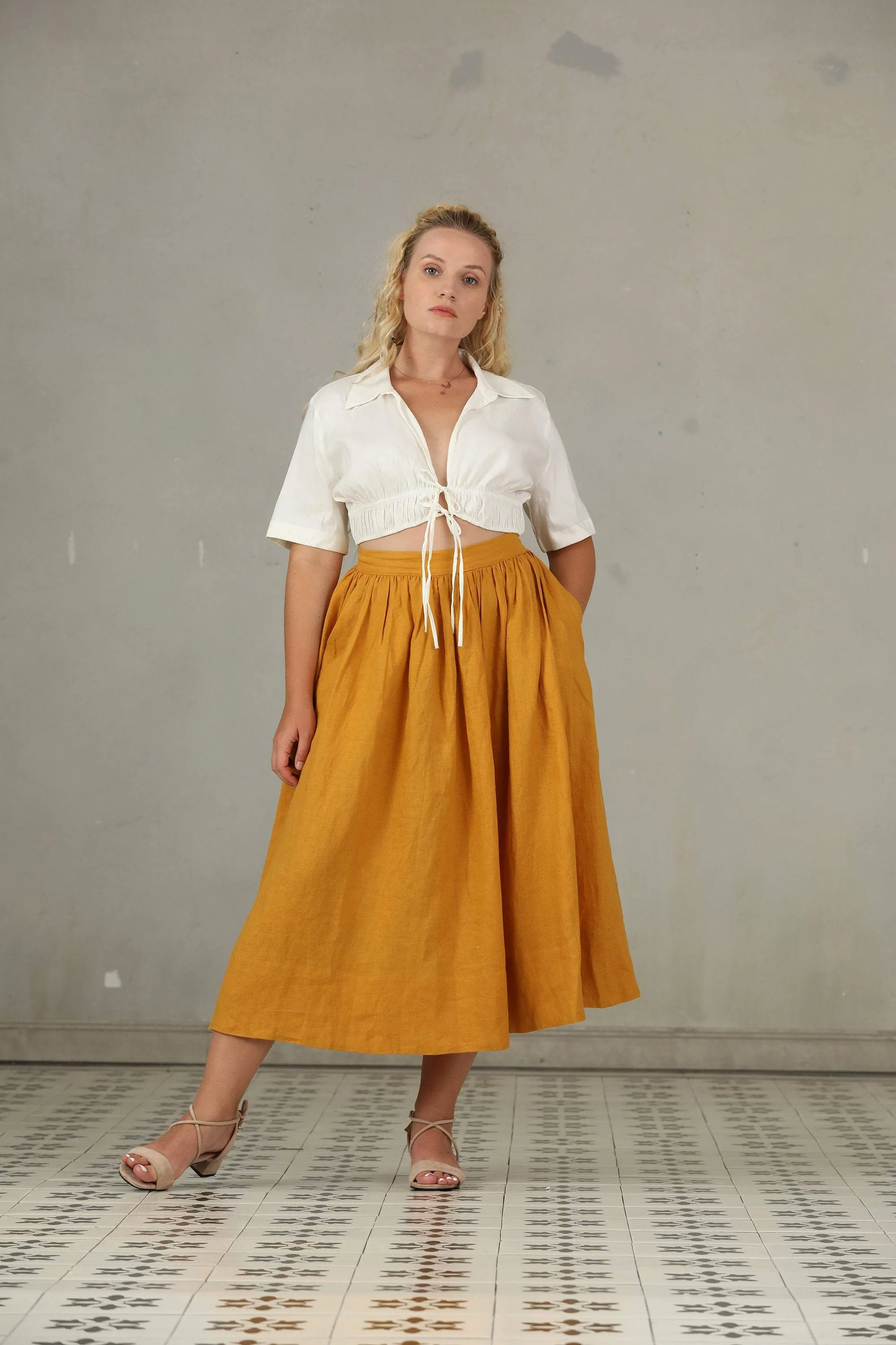 Daisy 03 | PLUS SIZE Linen Skirt