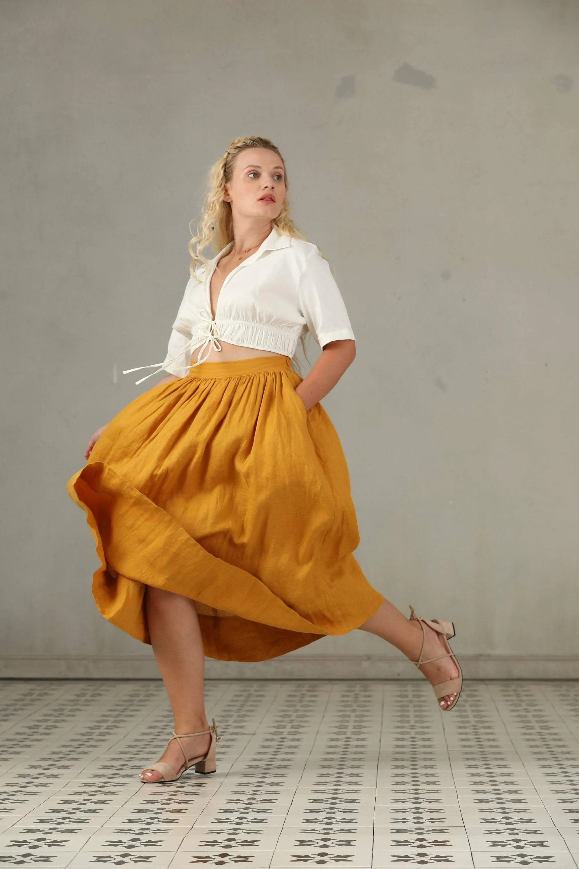 Daisy 03 | PLUS SIZE Linen Skirt