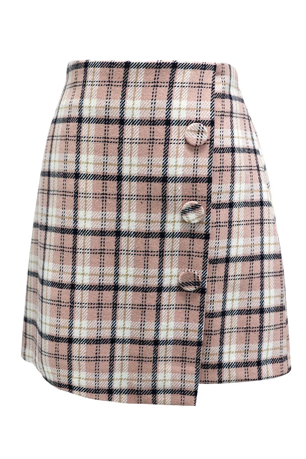 Demi Tartan Check Button Skirt