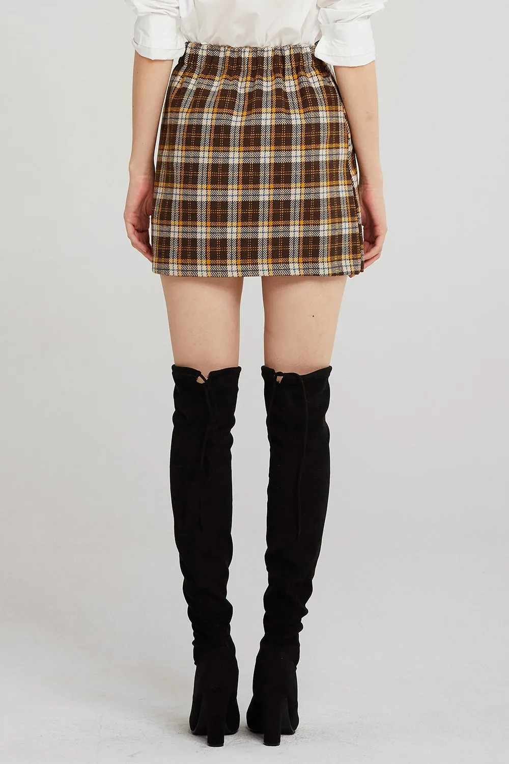 Demi Tartan Check Button Skirt