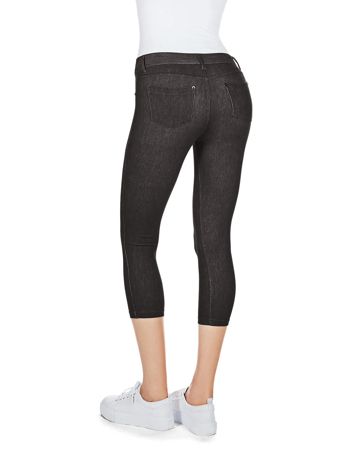 Denim Zipper Capri Cotton Blend Jean Leggings