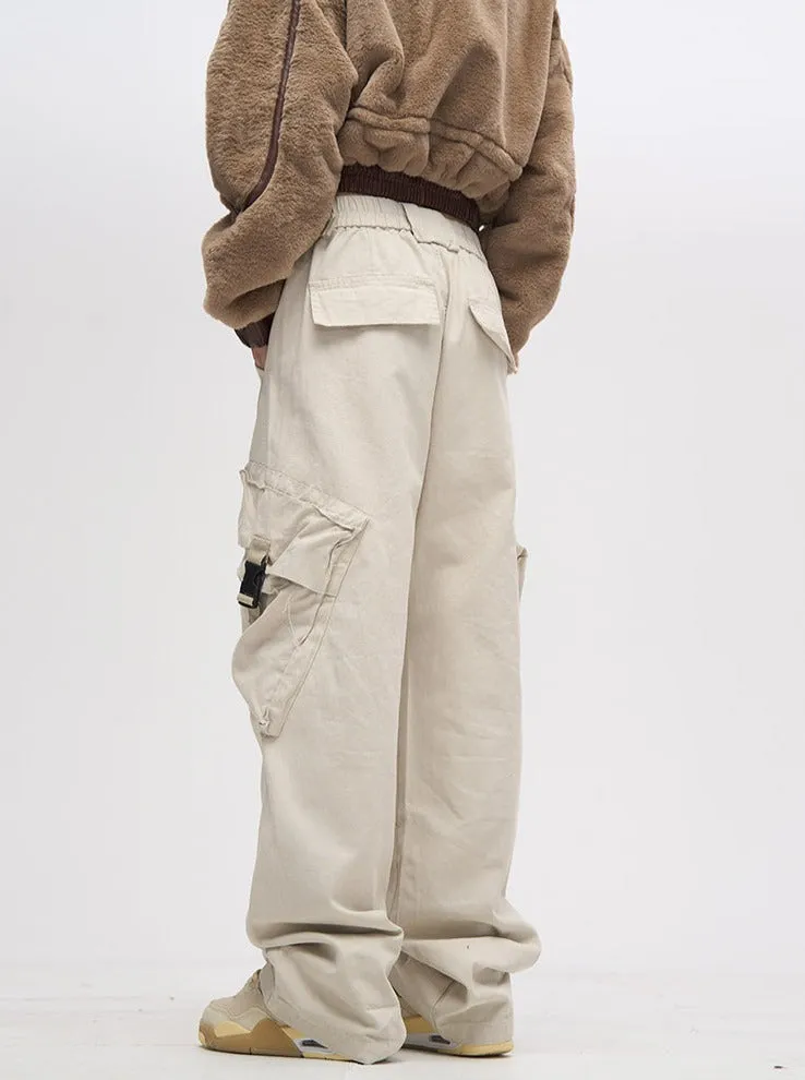 Double Waist Strap Wide Leg Cargo Pants