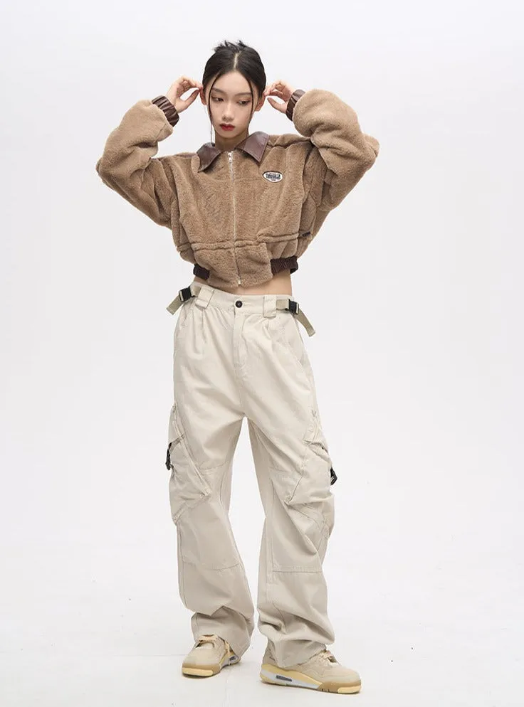 Double Waist Strap Wide Leg Cargo Pants