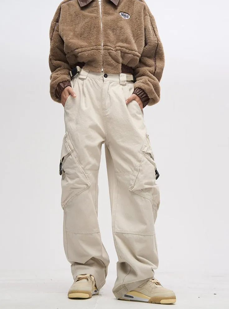 Double Waist Strap Wide Leg Cargo Pants