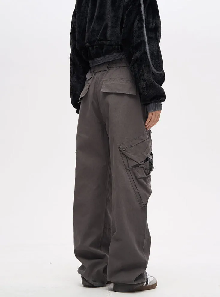 Double Waist Strap Wide Leg Cargo Pants