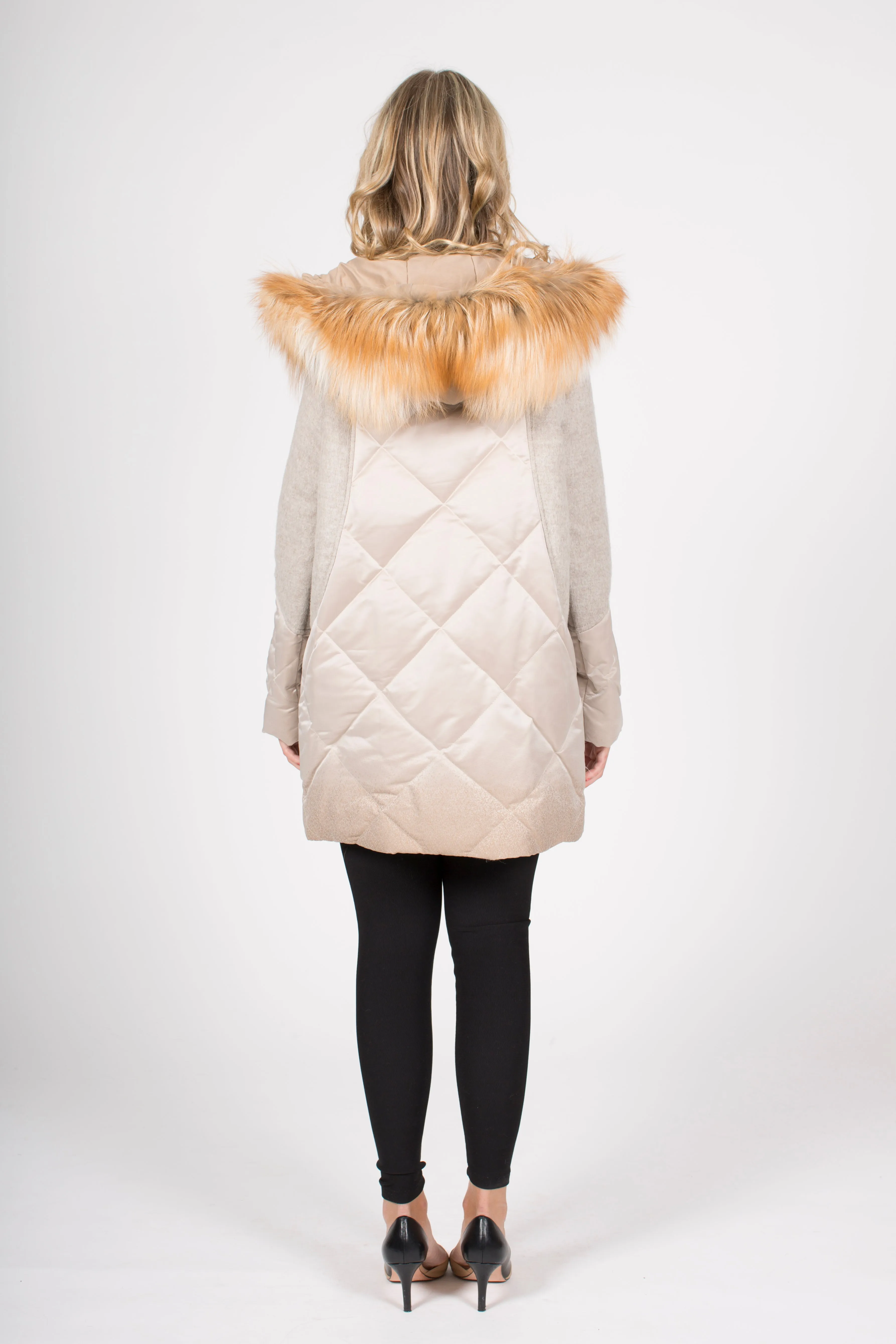 Down Jacket with Fox Hood