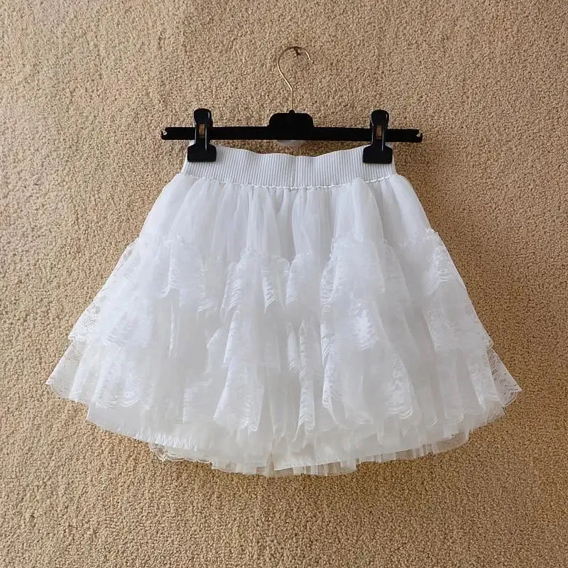 Elastic Gothic Lace Tutu Black Mesh Detail Sexy Mini Tulle Skirt