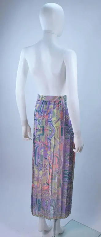 EMANUEL UNGARO Sheer Patterned Pleated Skirt Size 4