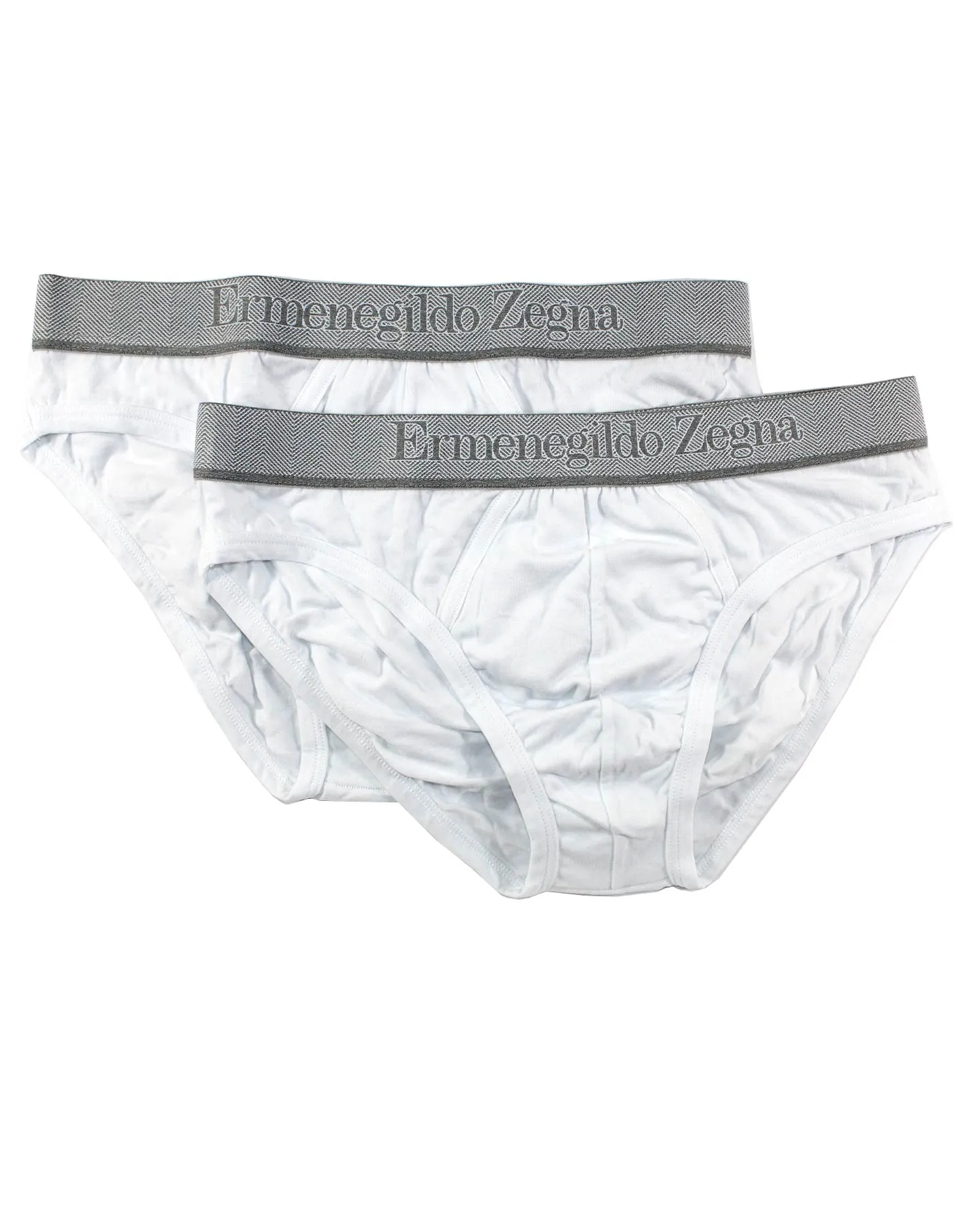 Ermenegildo Zegna Men Underwear White Stretch Cotton Midi Brief 2 Pack XL