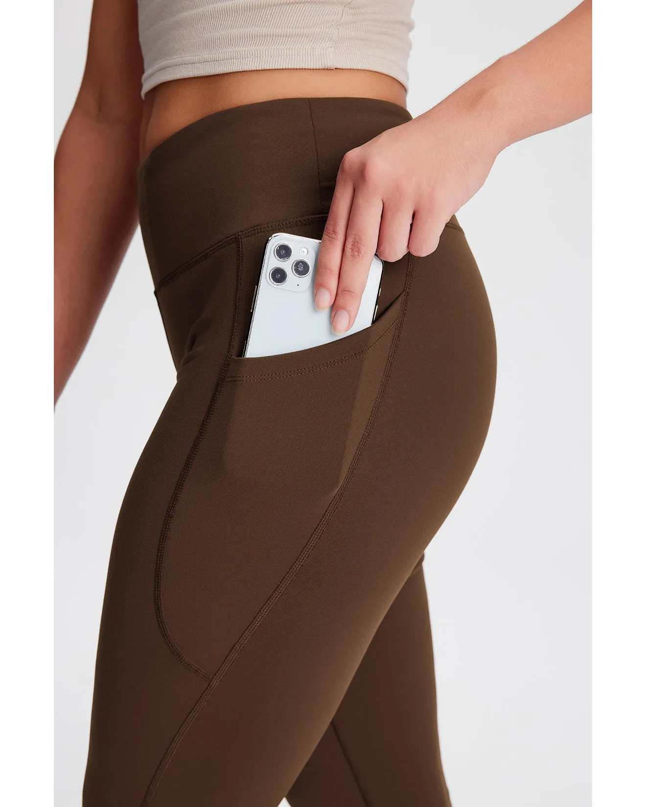 Essential Bootcut Yoga Pants, Side Pockets (Brown)