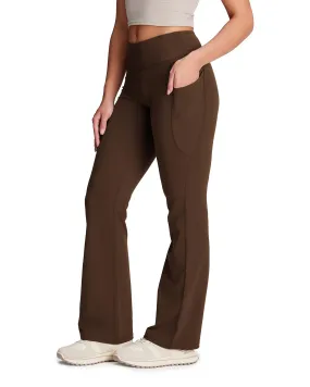 Essential Bootcut Yoga Pants, Side Pockets (Brown)