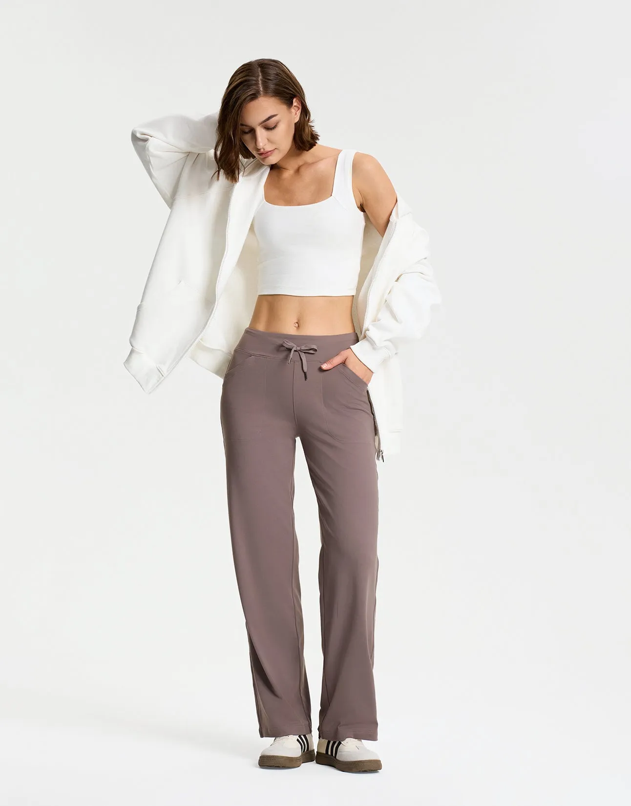 Essential Wide Leg Yoga Pants (Taupe)