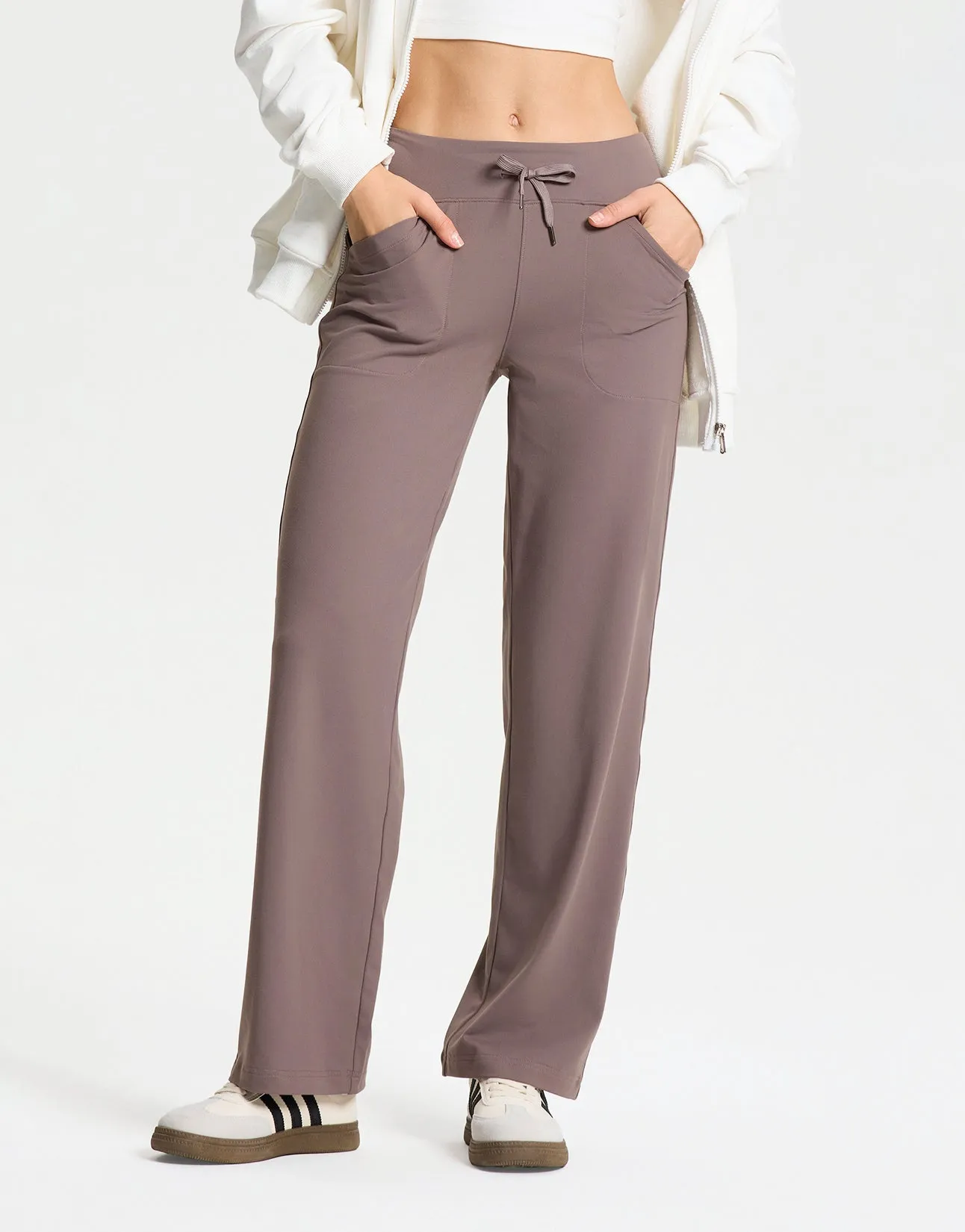 Essential Wide Leg Yoga Pants (Taupe)