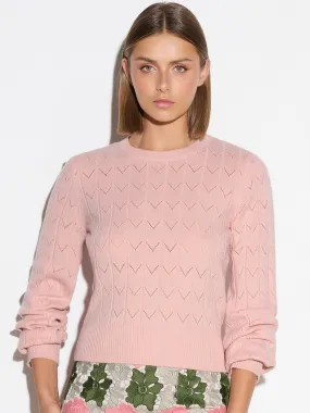 Eyelet L/S Metallic Sweater - Blush Pink (Size Large Only)