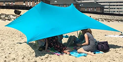 eZthings UV Light Sun Shade Protection Beach Shelters - Lightweight Tent Canopy with Sandbag Anchors