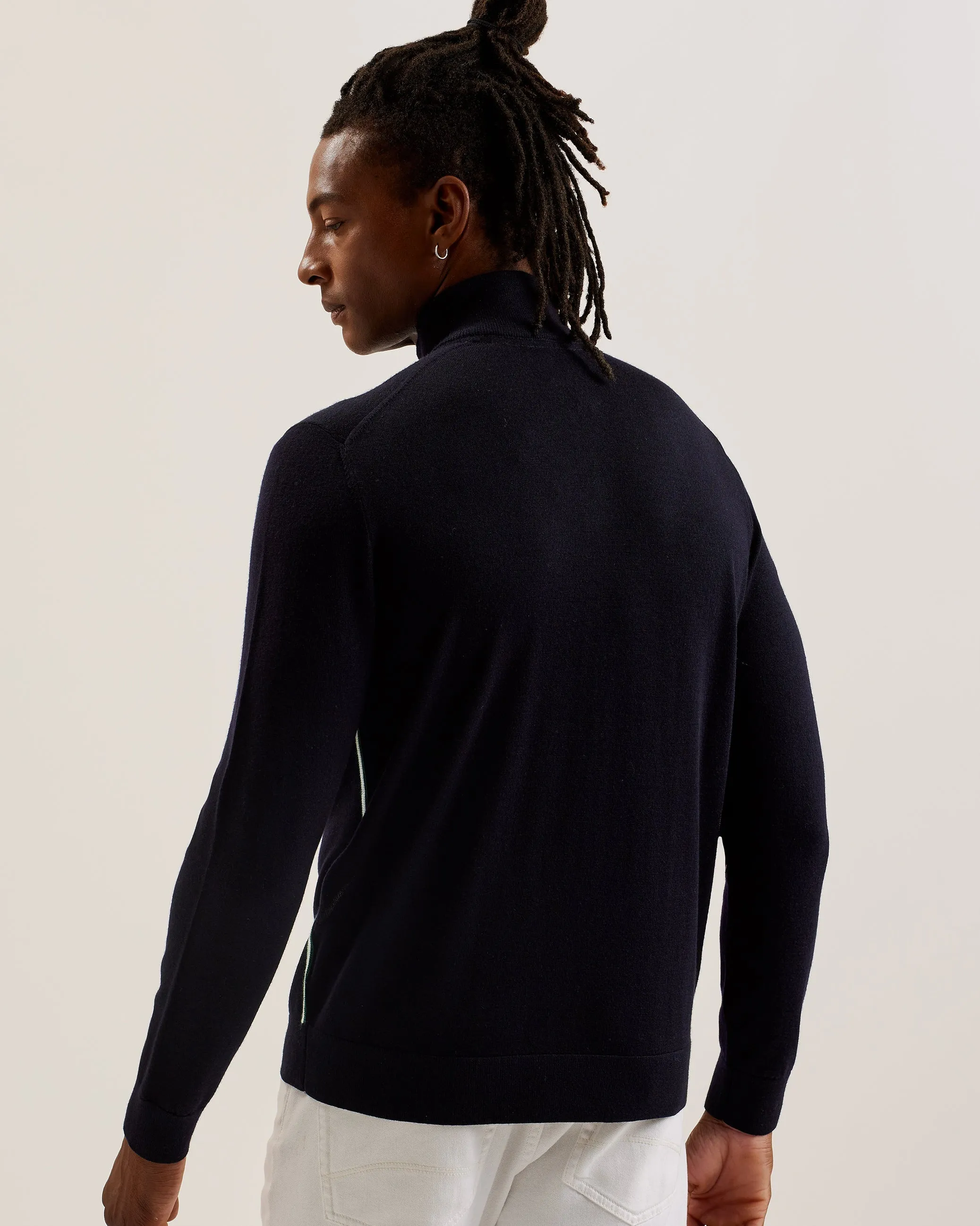 Fashbee Ls Branded Merino Half Zip Navy