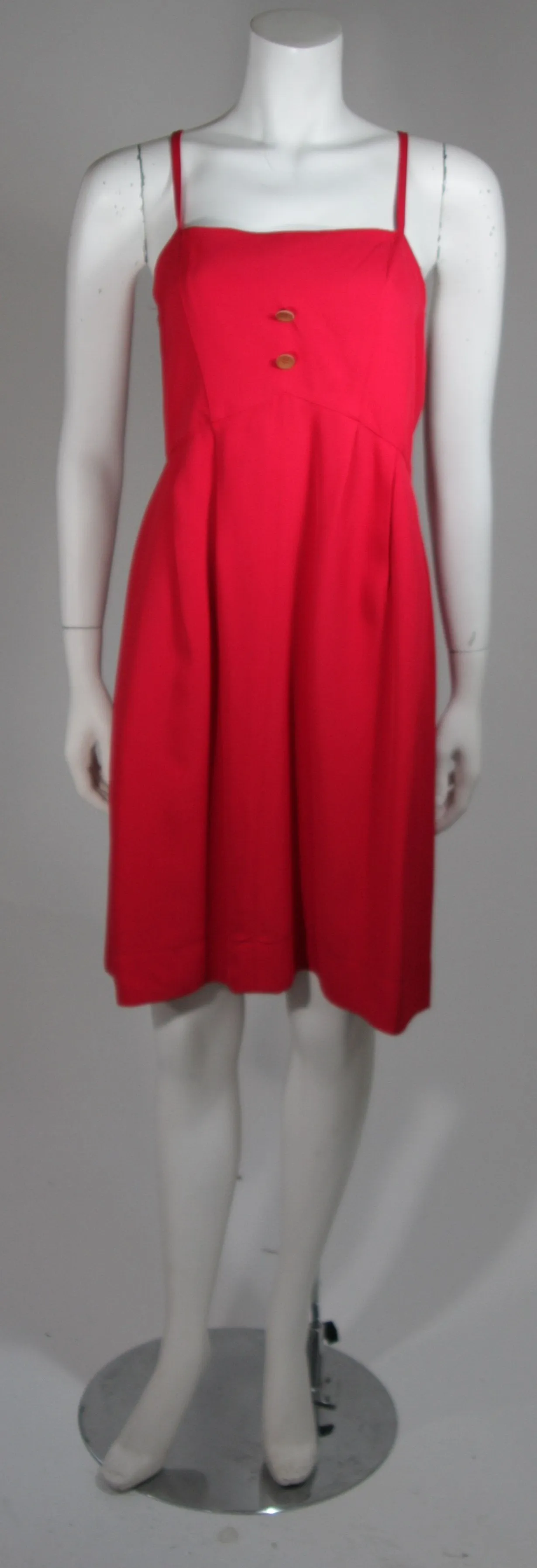 FENDI Red Cocktail Dress with Caplet and Button Details Size 2