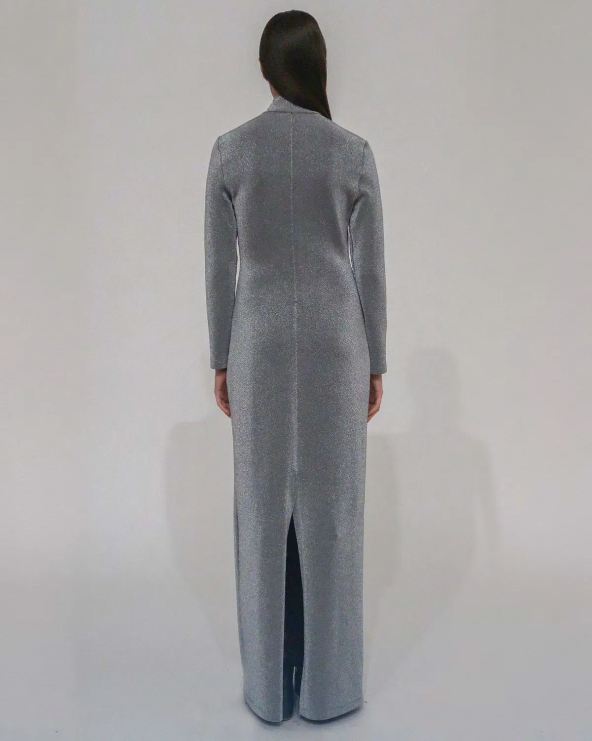 FITTED TURTLENECK MAXI DRESS - LUREX