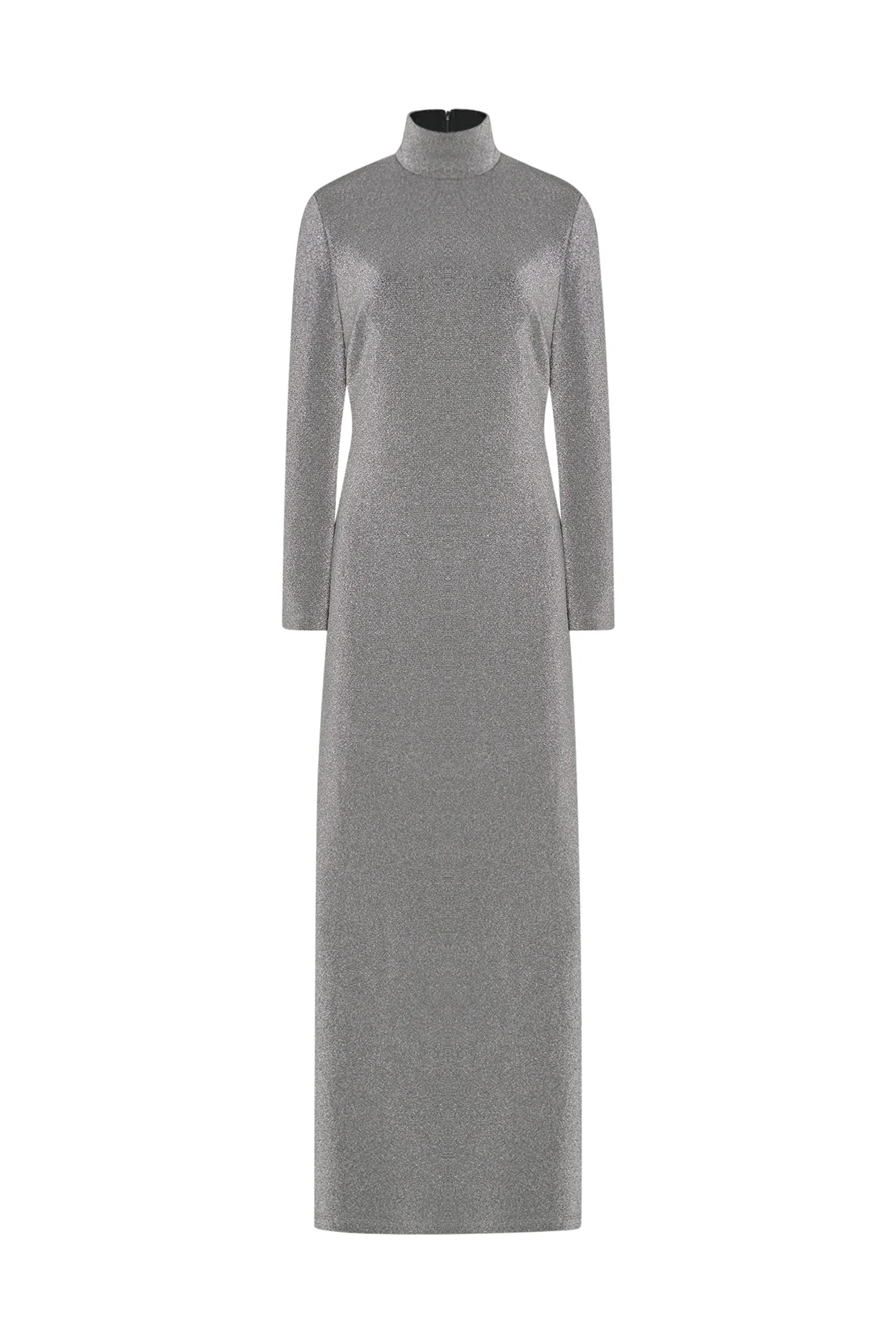 FITTED TURTLENECK MAXI DRESS - LUREX