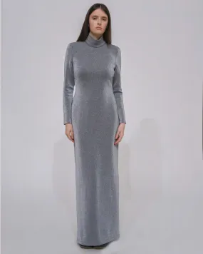 FITTED TURTLENECK MAXI DRESS - LUREX