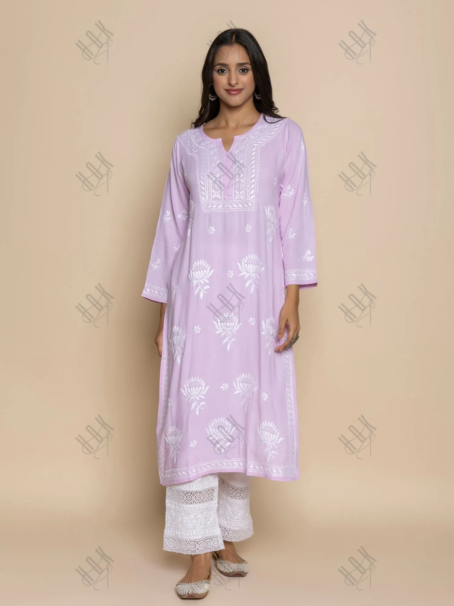 Fizaa Kurta with Chikankari Hand Embroidery Pink