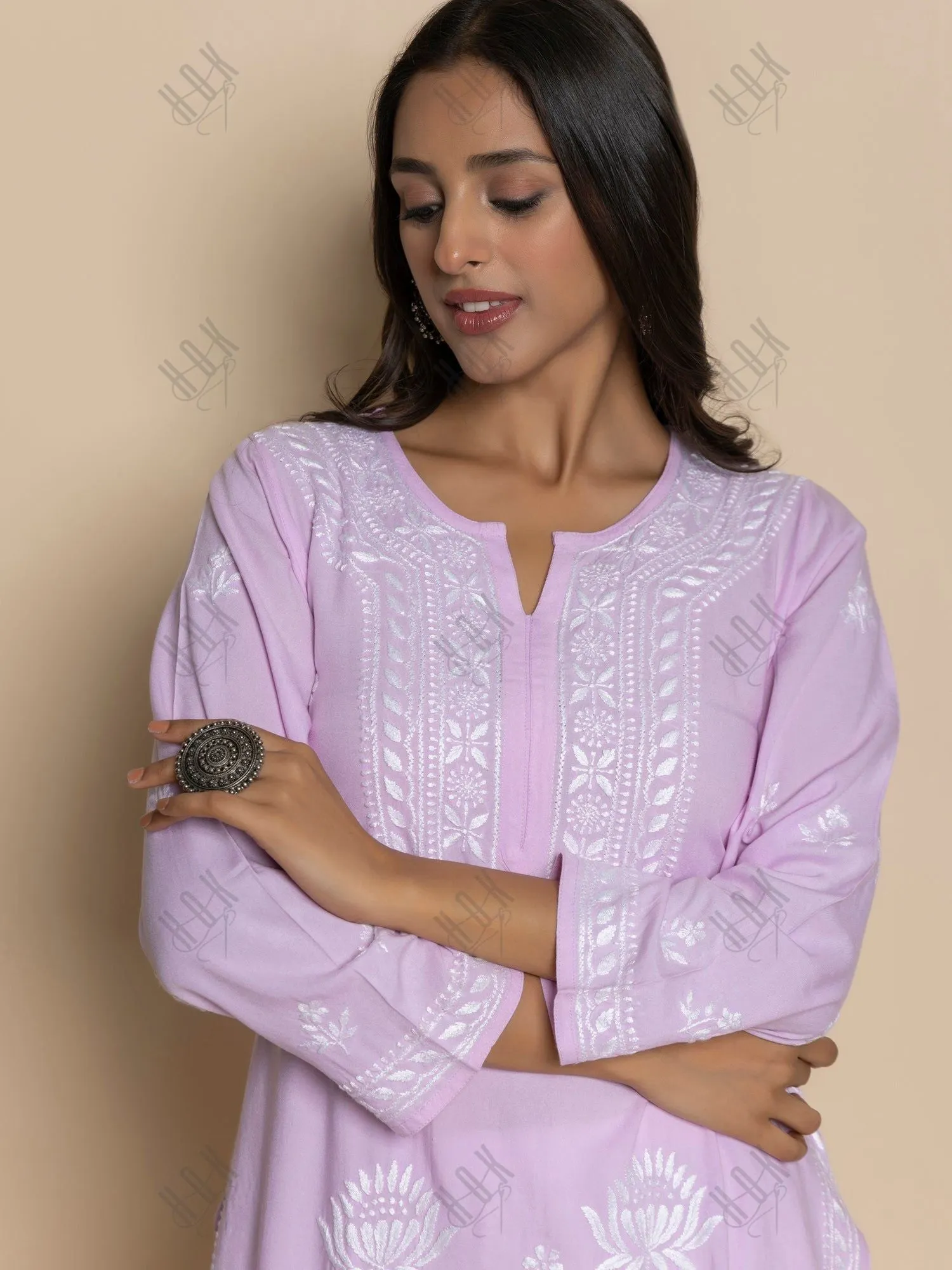 Fizaa Kurta with Chikankari Hand Embroidery Pink