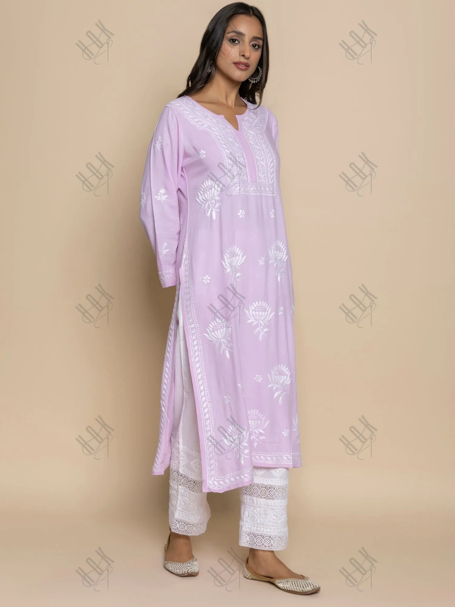 Fizaa Kurta with Chikankari Hand Embroidery Pink