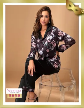 Floral Long Satin Pajamas 5650