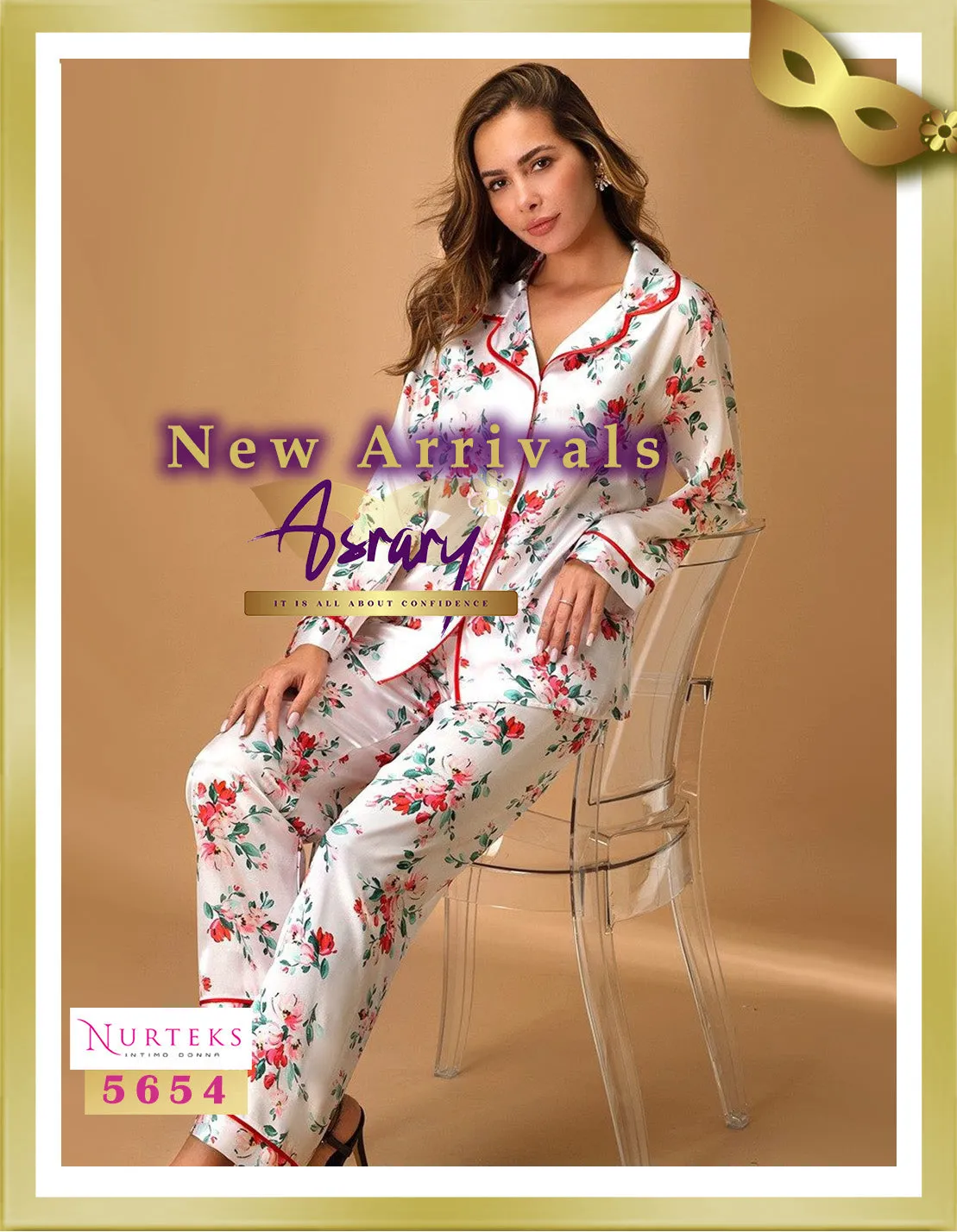 Floral Long Satin Pajamas 5654