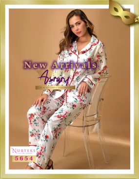 Floral Long Satin Pajamas 5654