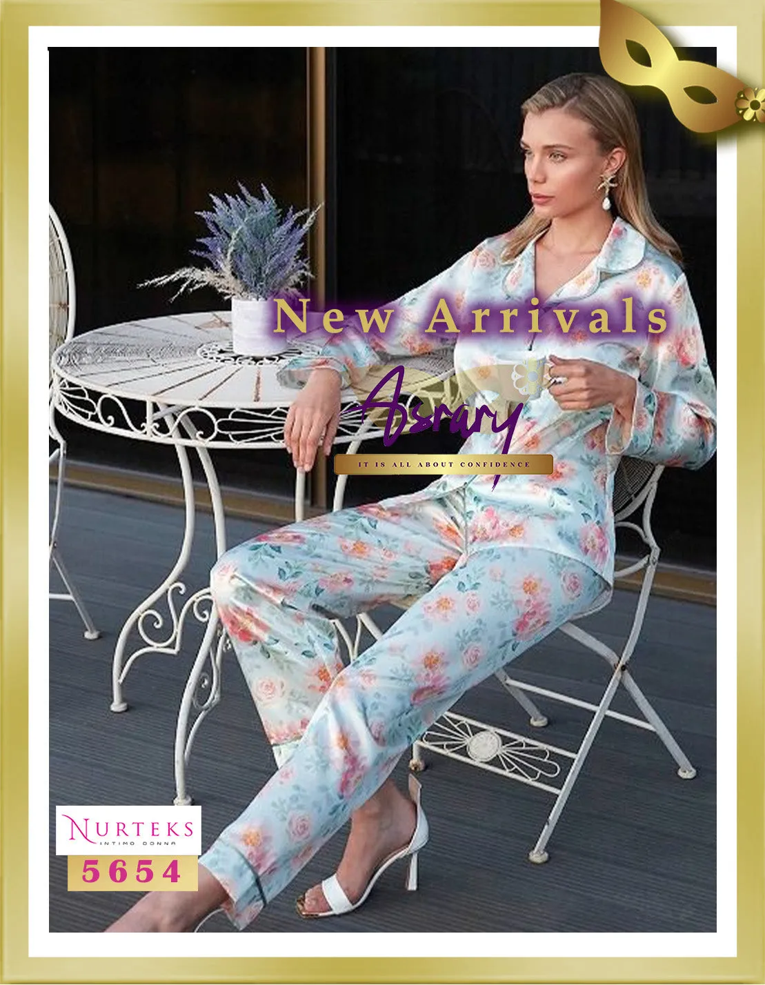 Floral Long Satin Pajamas 5654