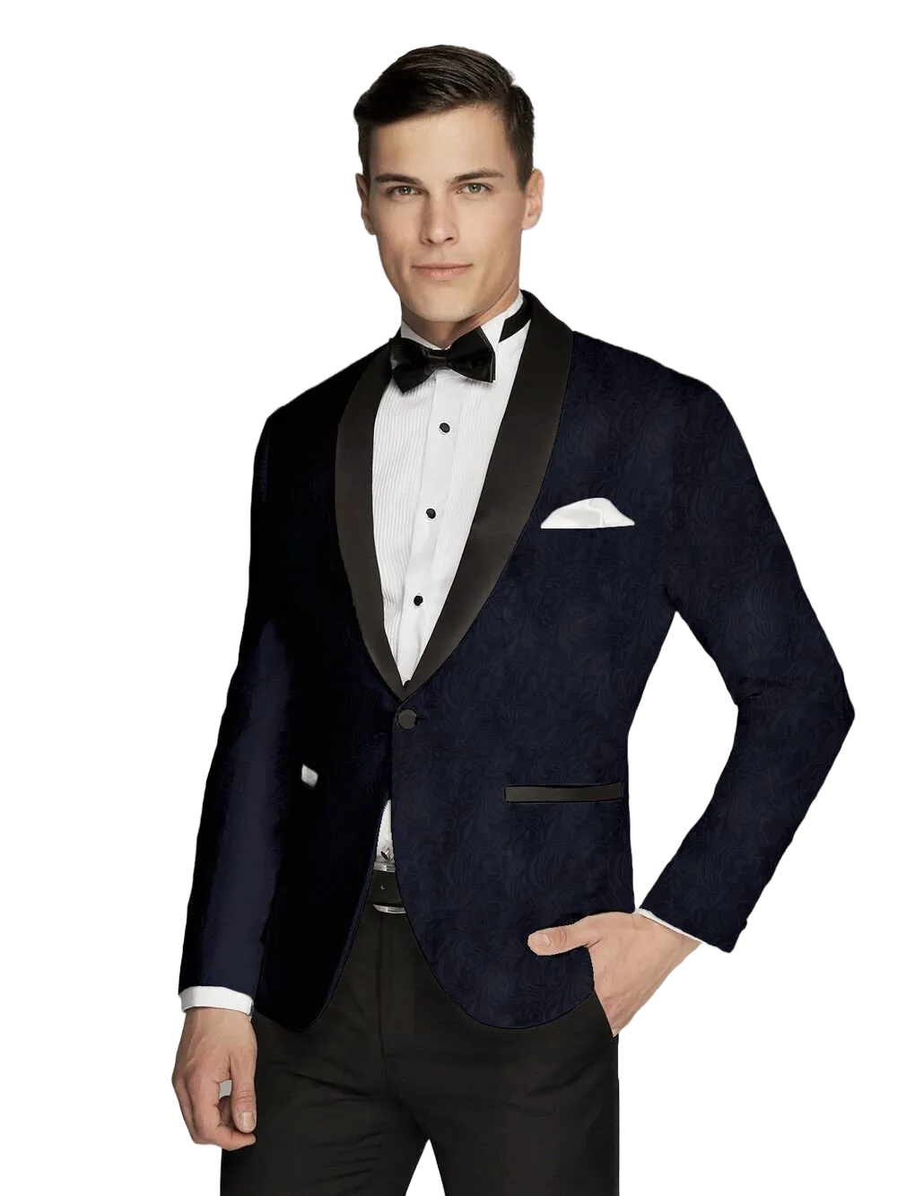 Floral Patterned Navy Tuxedo