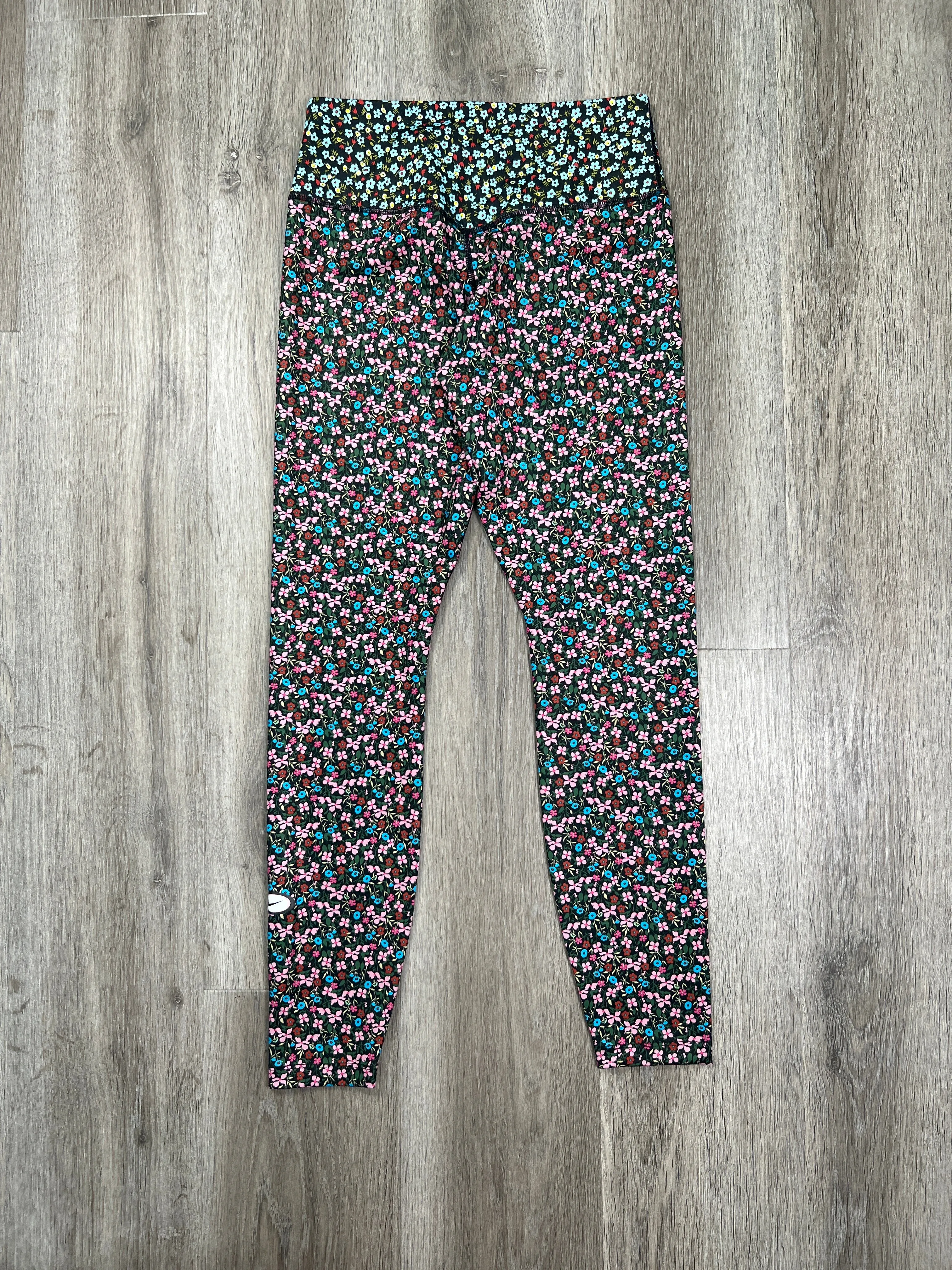 Floral Print Athletic Leggings Nike Apparel, Size M