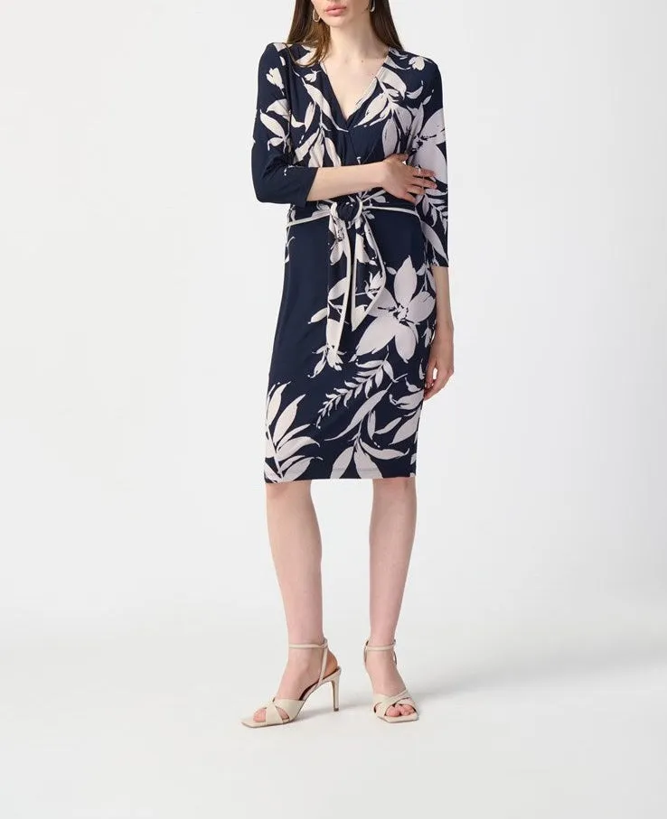 Floral Print Silky Knit Wrap Dress