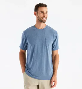 Free Fly Men's Bamboo Flex Pocket Tee / Heather Deepwater