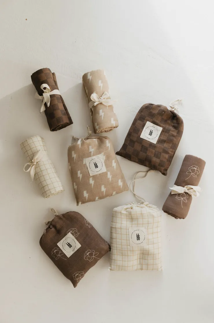 Golden Grid | Muslin Swaddle