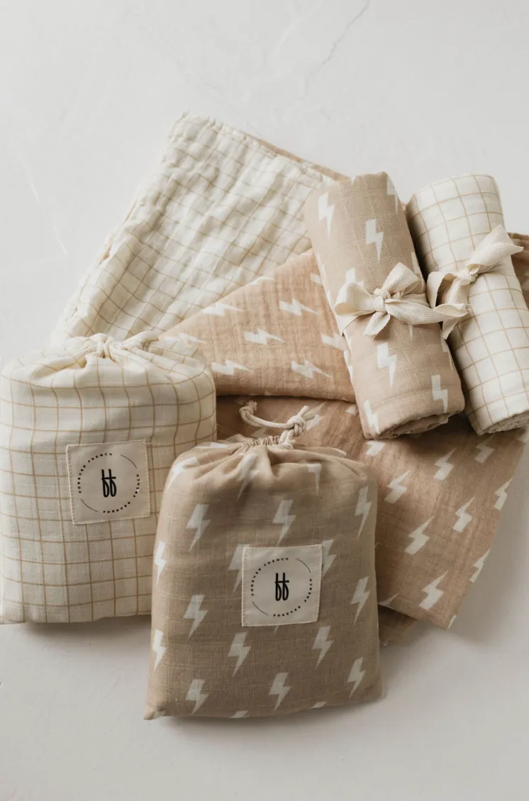 Golden Grid | Muslin Swaddle