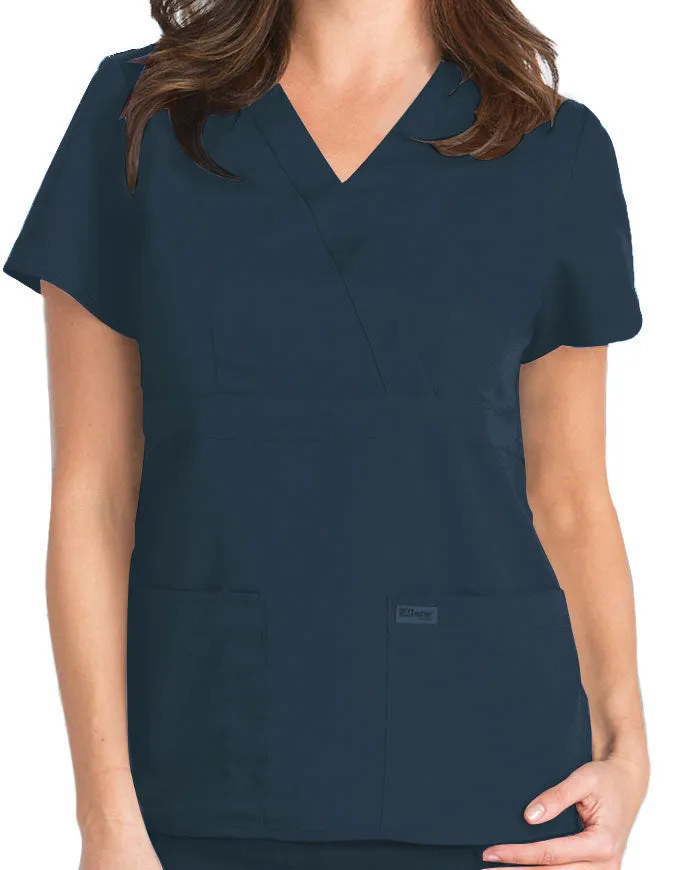 Grey's Anatomy 25.5 Inch Women's Mock Wrap Nurse Scrub Top