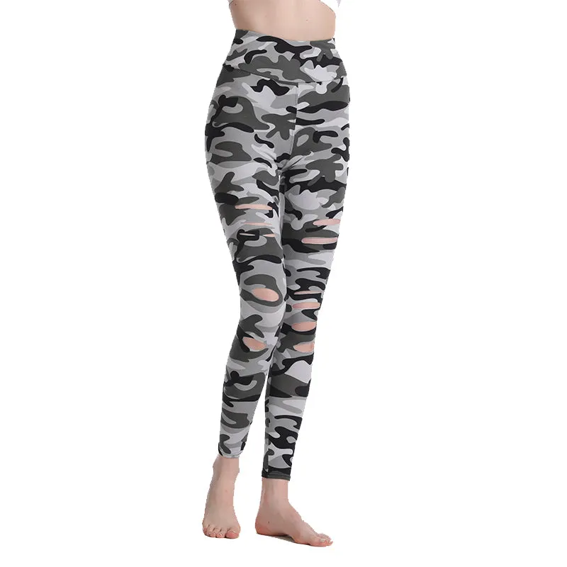 Haute Edition Women's Cutout Ripped High Waist Leggings With Tummy Control