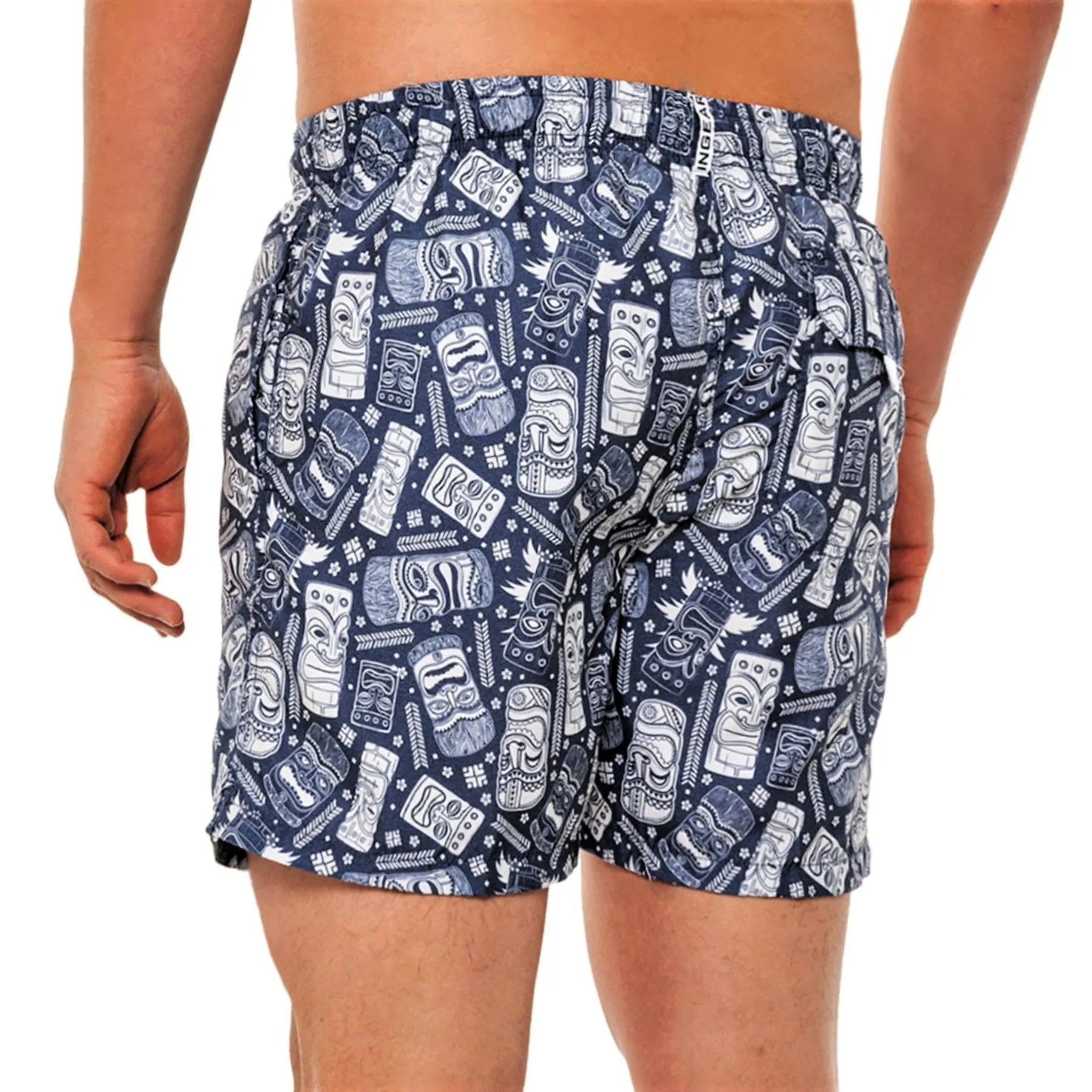 Ingear Men's Printed Quick Drying Built-In Brief Pockets Swim Shorts Trunks