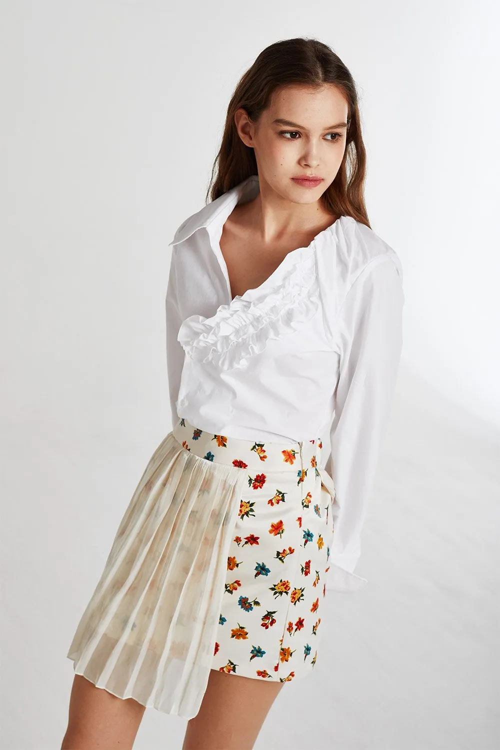 Isabel Pleated Chiffon Overlay Skirt